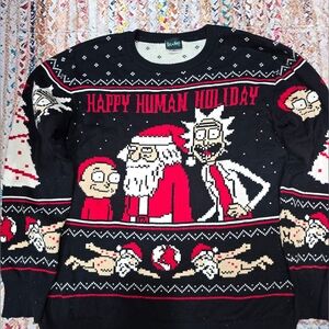 Rick And Morty Exploding Naked Santa Crewneck Sweater